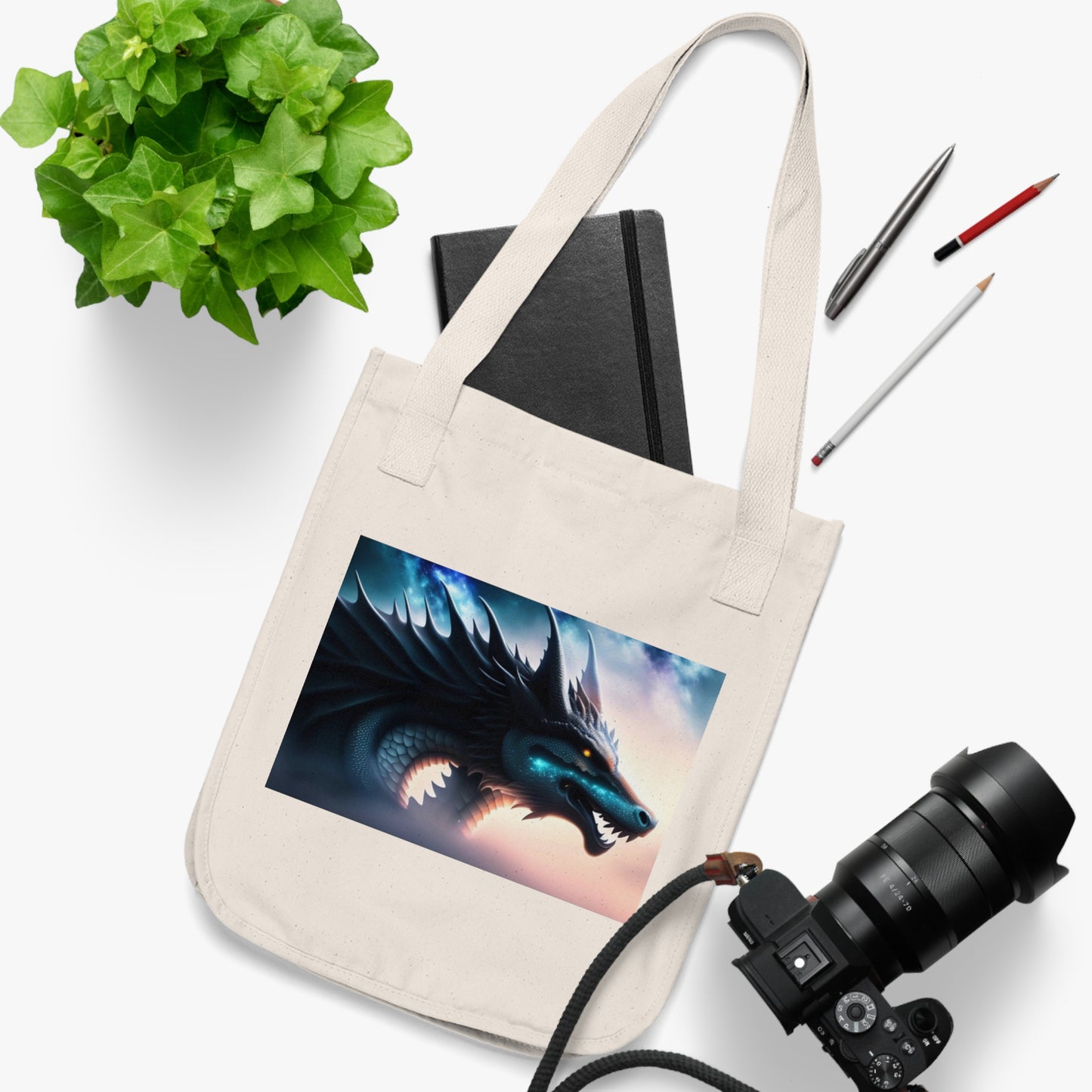 Teal Star Dragon Tote Bag