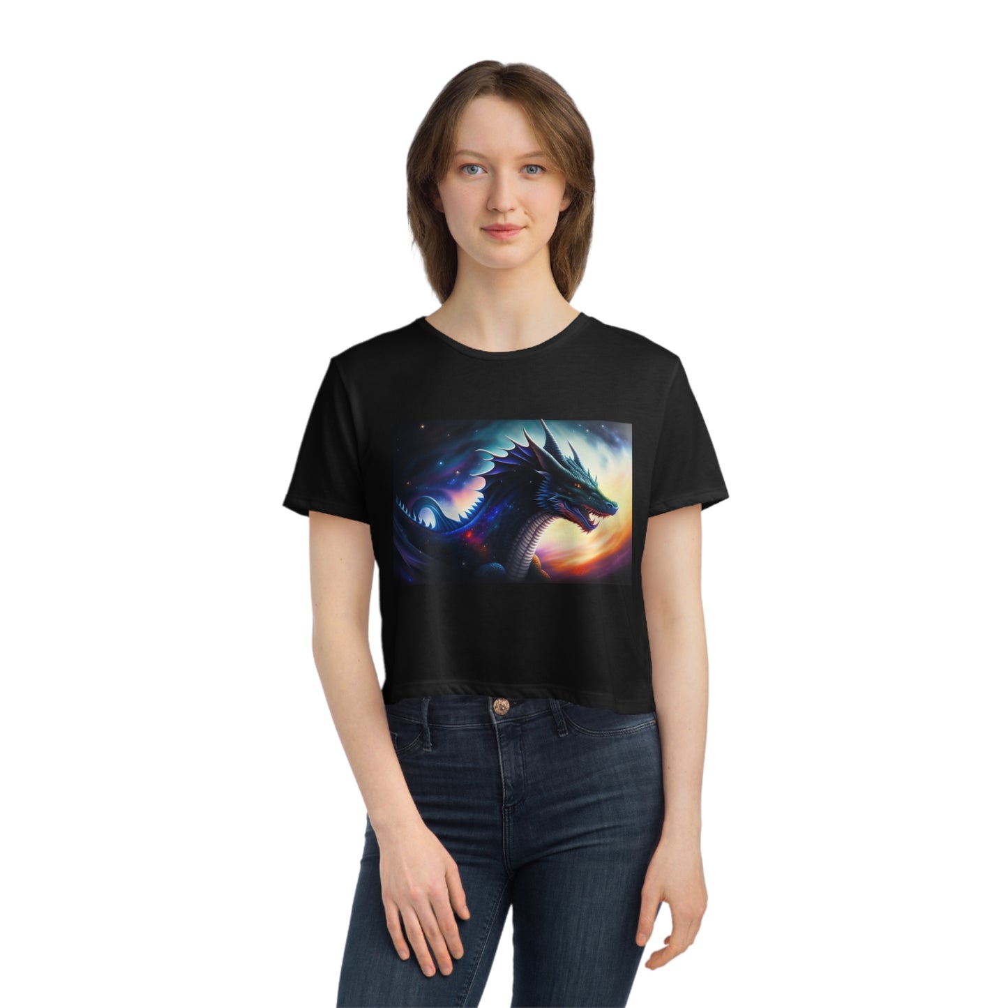 Dark Star Dragon Flowy Cropped Tee