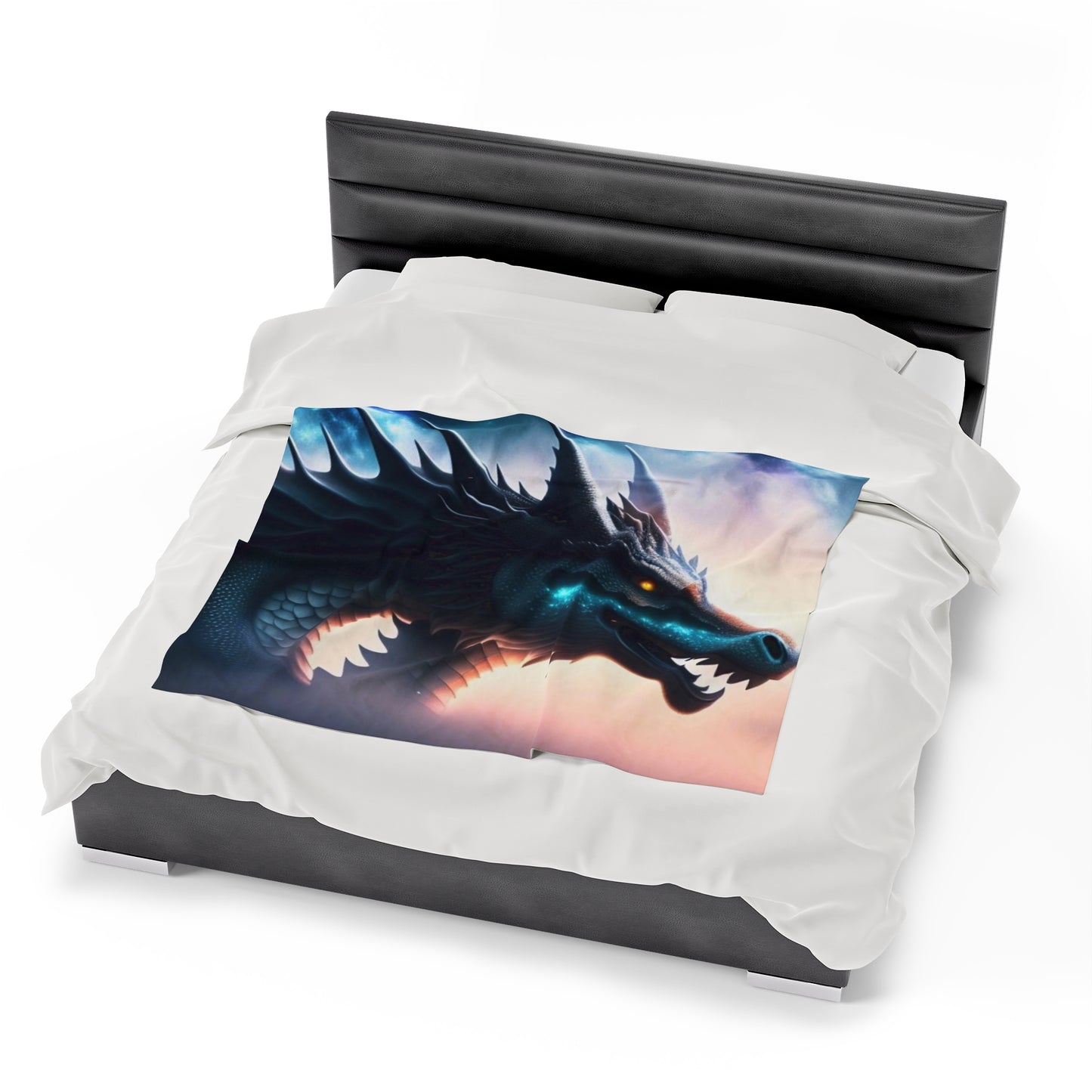 Teal Star Dragon Velveteen Plush Blanket