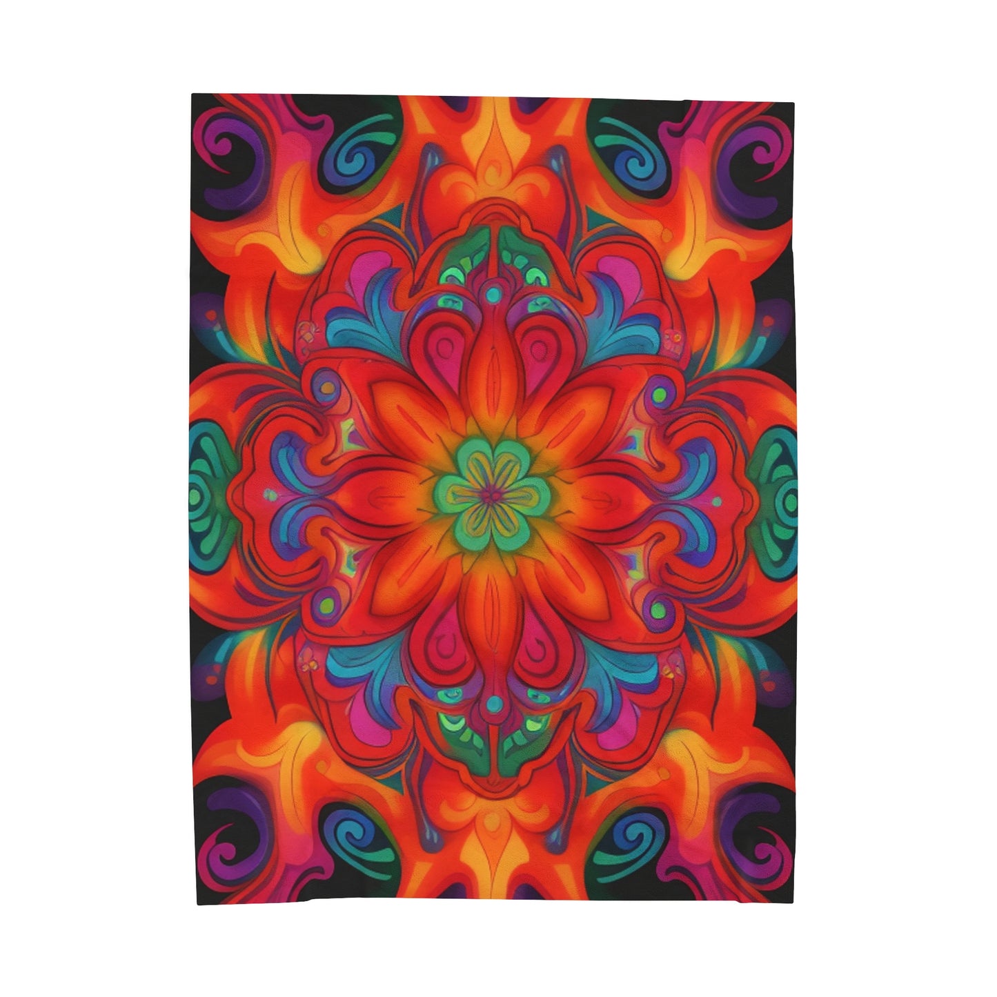 Mexica Fire Lily Velveteen Plush Blanket