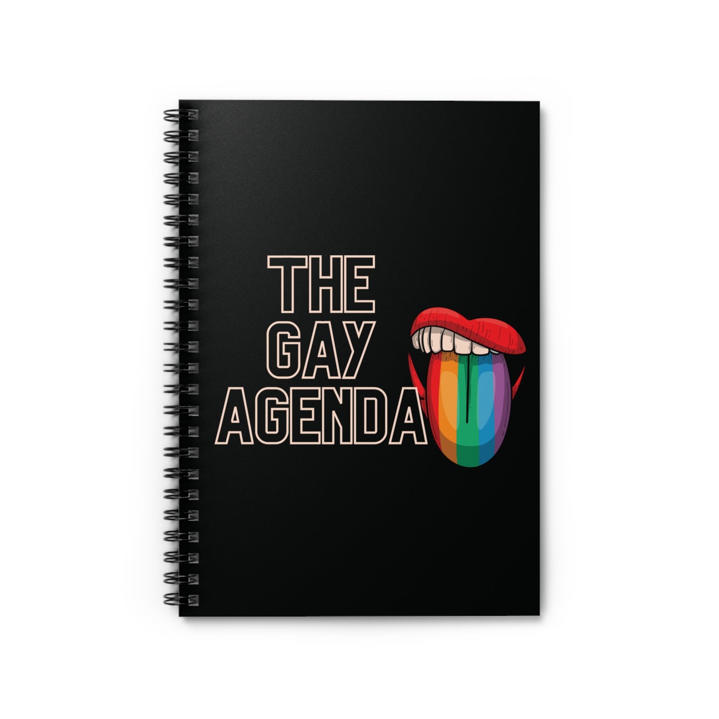 The Gay Agenda (dark mode) Spiral Notebook - Ruled Line