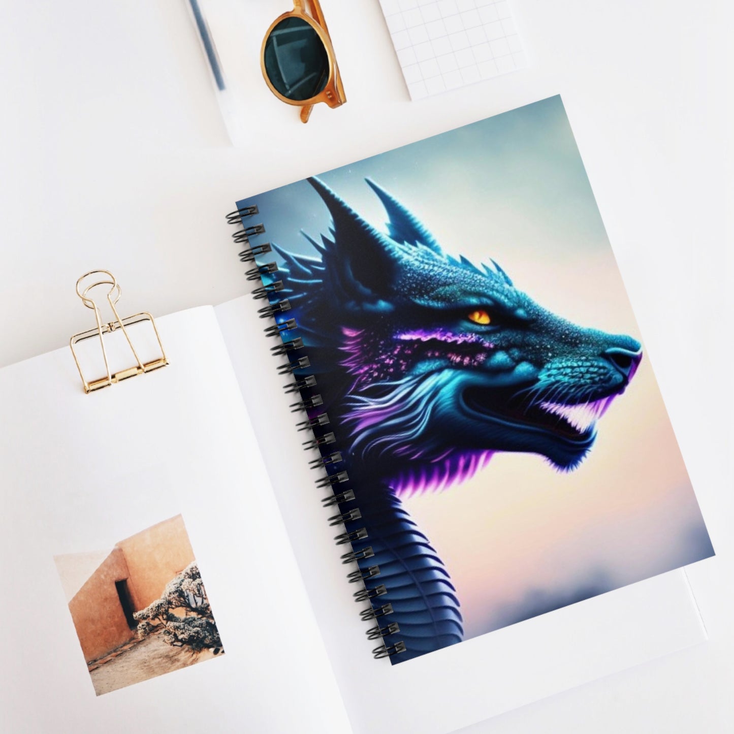 Nebula Wolf Dragon Spiral Notebook - Ruled Line