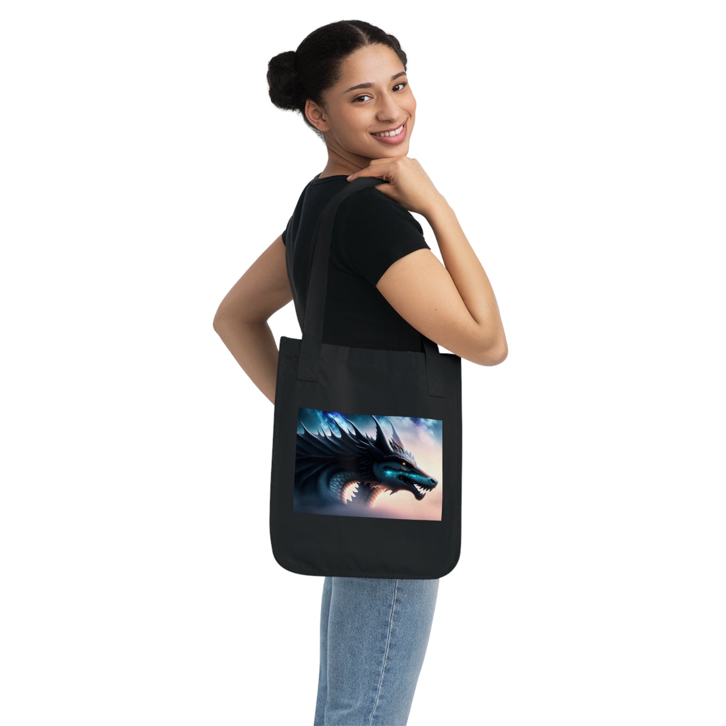 Teal Star Dragon Tote Bag