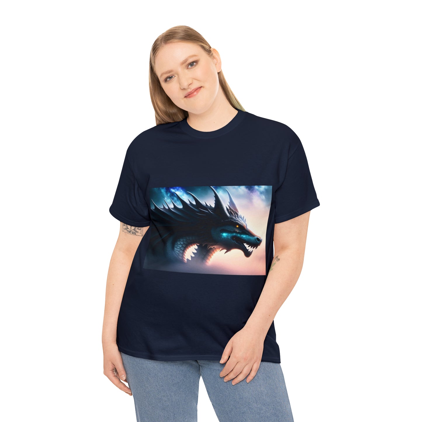 Teal Star Dragon Cotton Tee