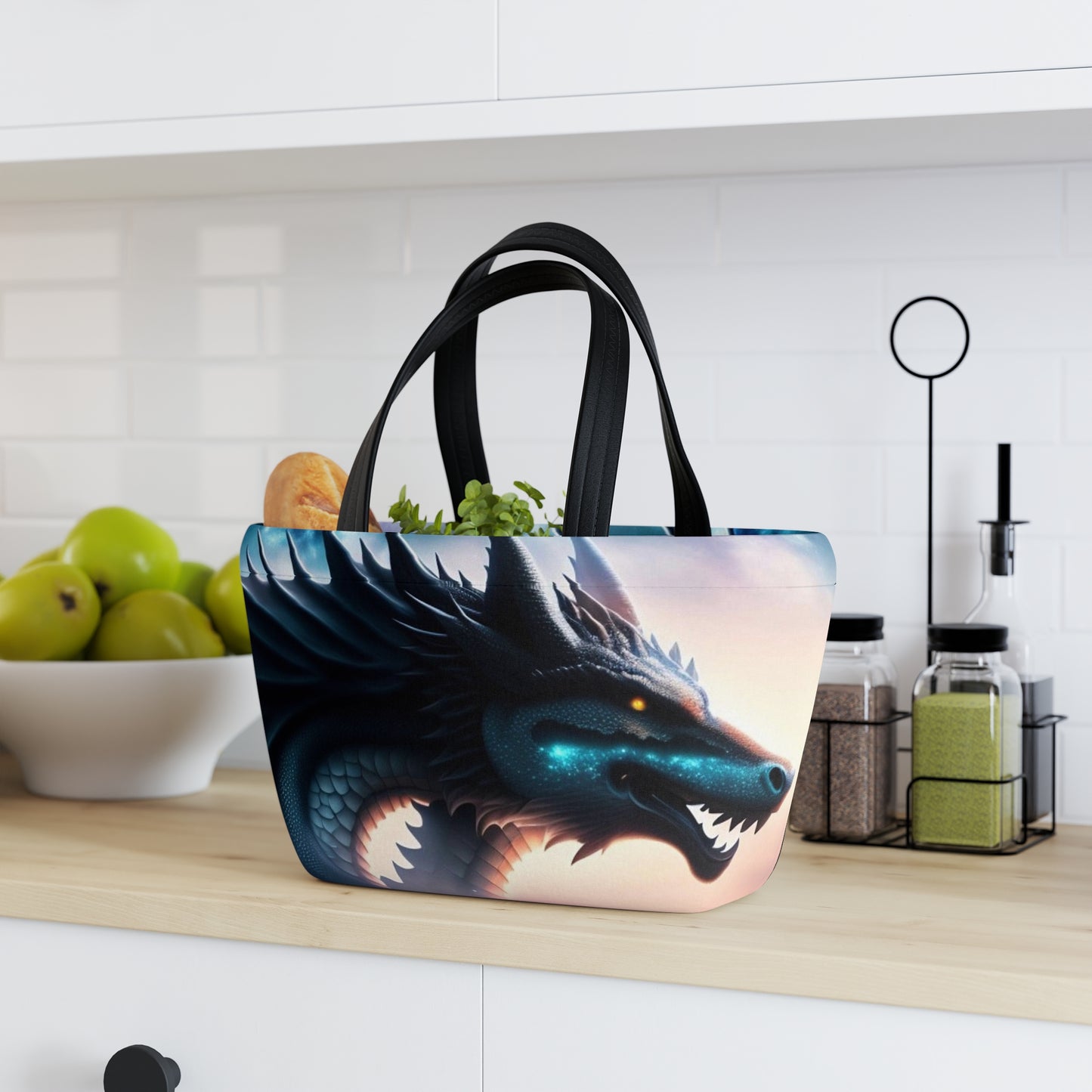 Teal Star Dragon Lunch Bag