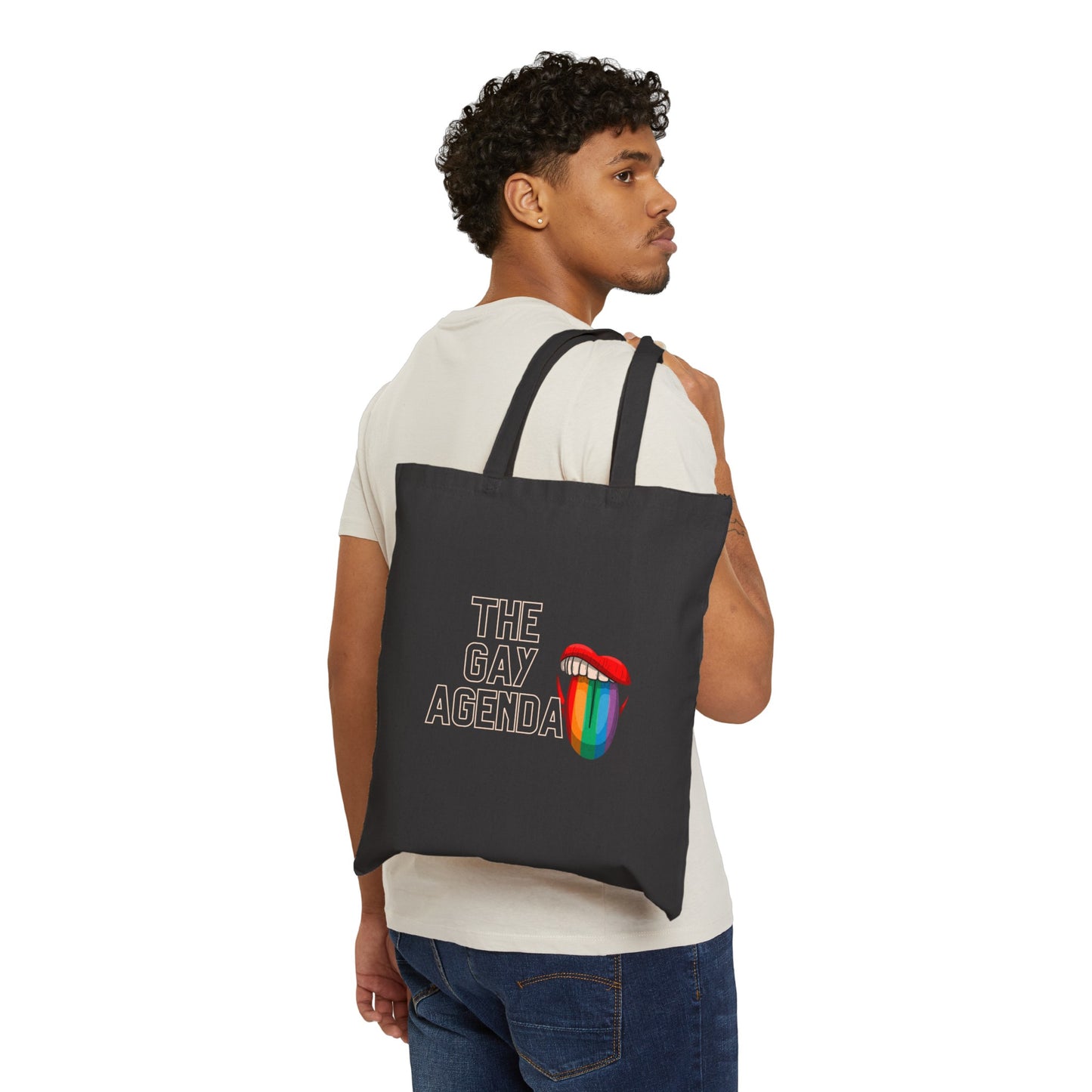 The Gay Agenda (dark mode) Cotton Canvas Tote Bag