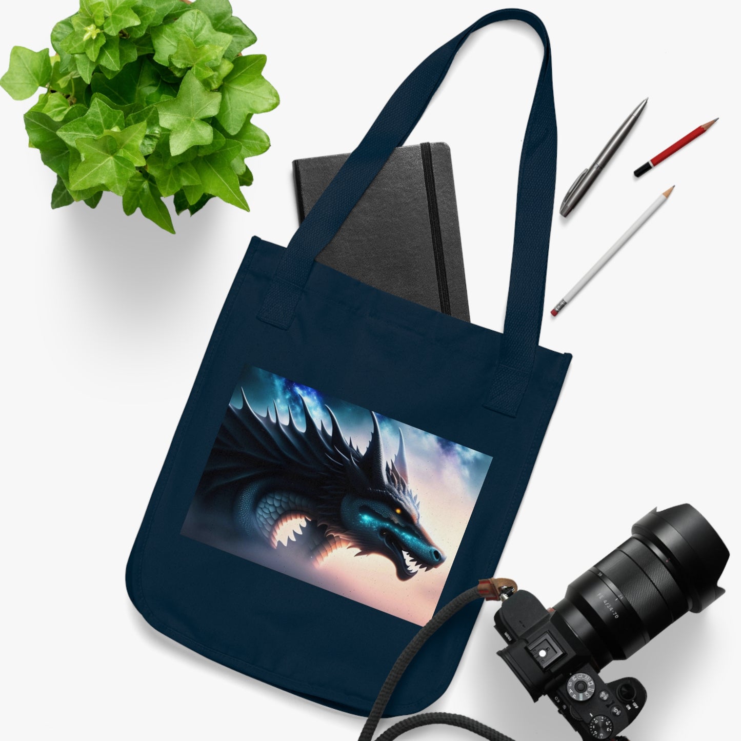 Teal Star Dragon Tote Bag