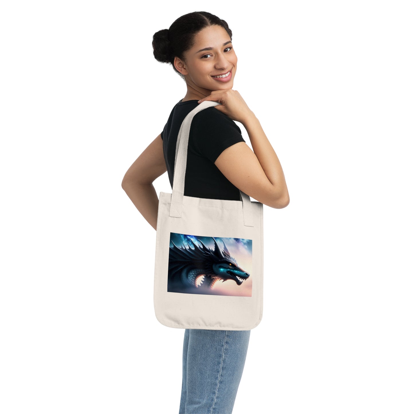 Teal Star Dragon Tote Bag