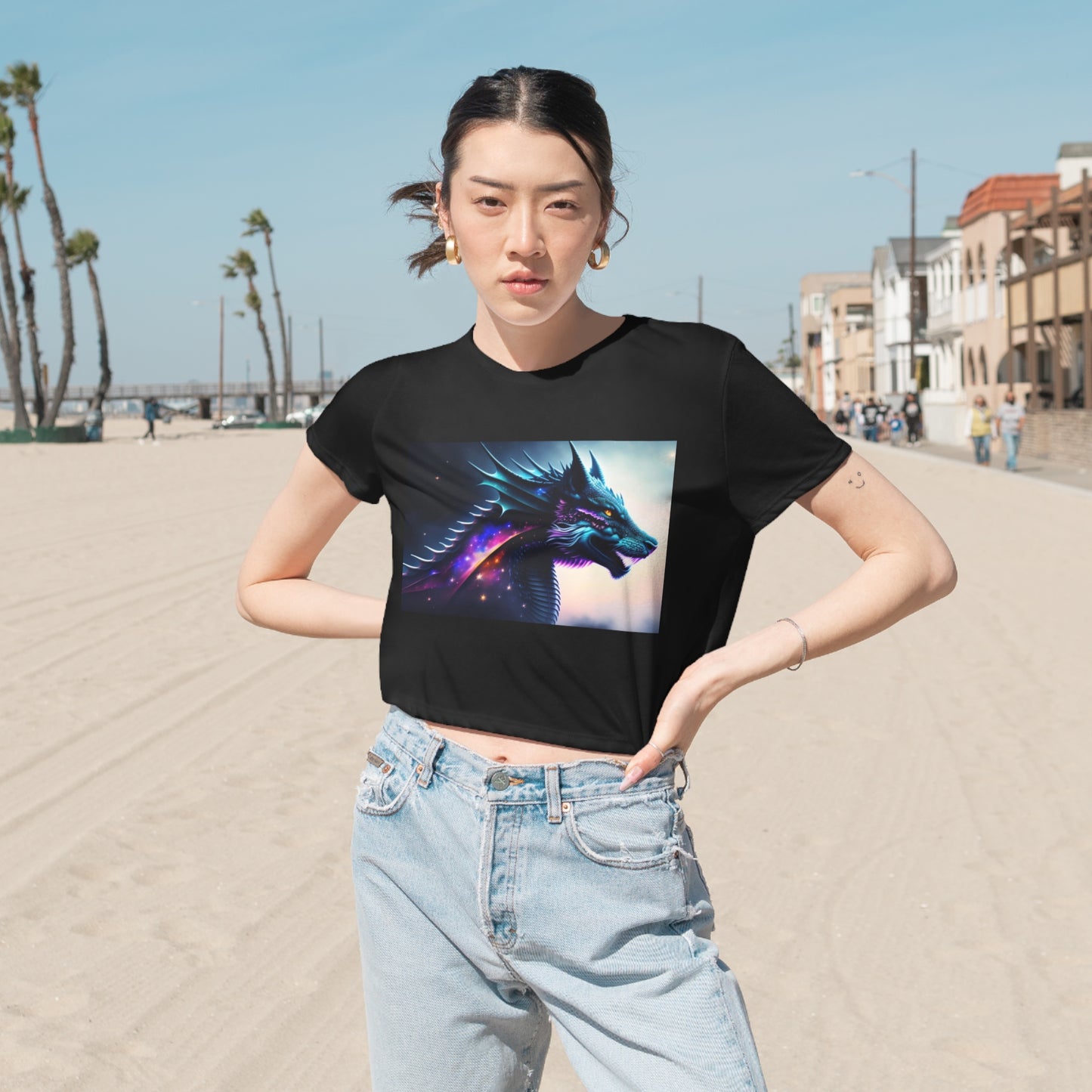 Nebula Dragon Flowy Cropped Tee