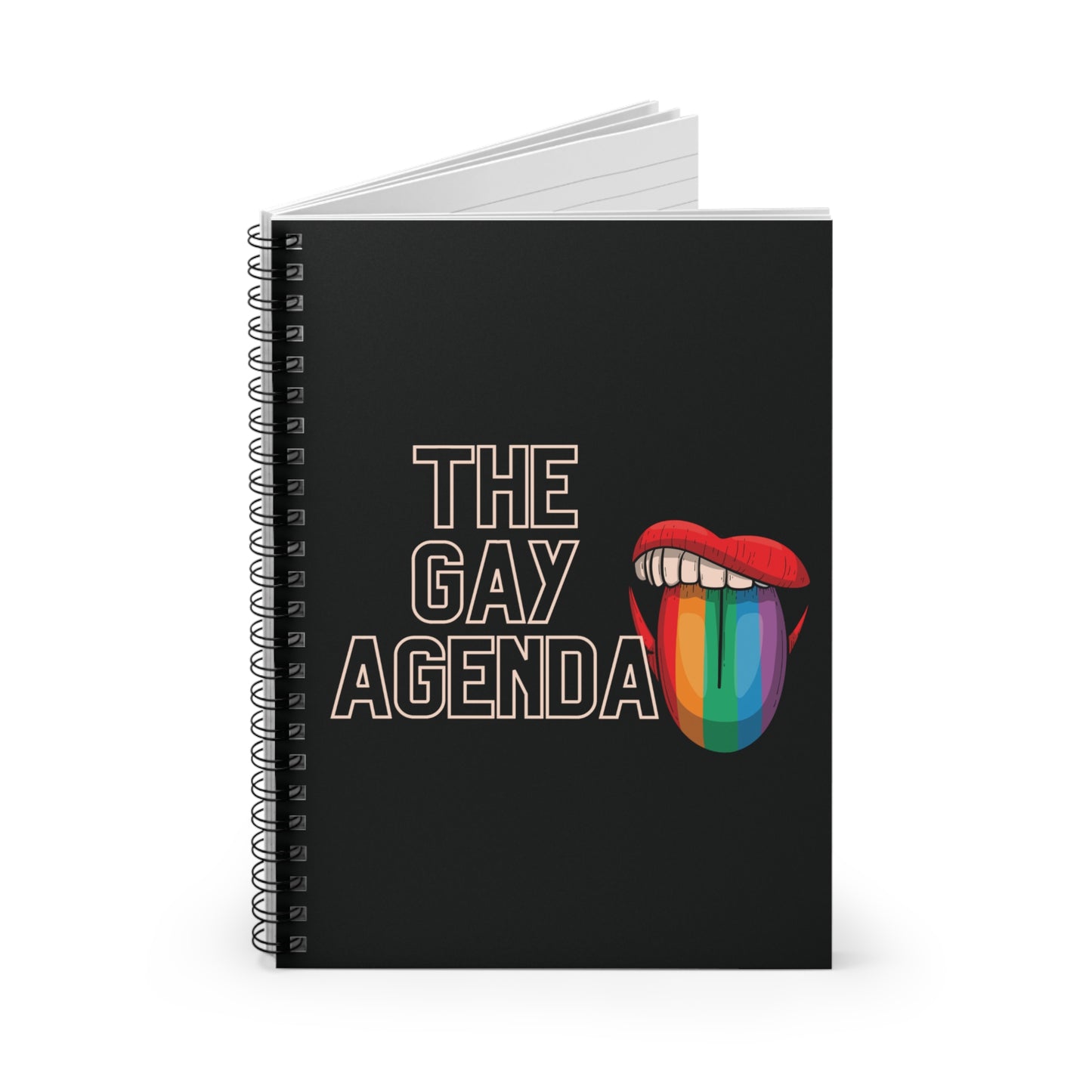 The Gay Agenda (dark mode) Spiral Notebook - Ruled Line