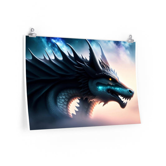 Teal Star Dragon Poster 30x20