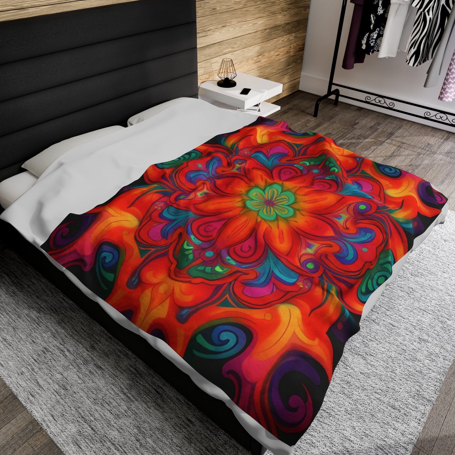 Mexica Fire Lily Velveteen Plush Blanket