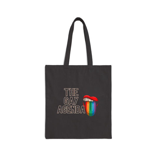 The Gay Agenda (dark mode) Cotton Canvas Tote Bag