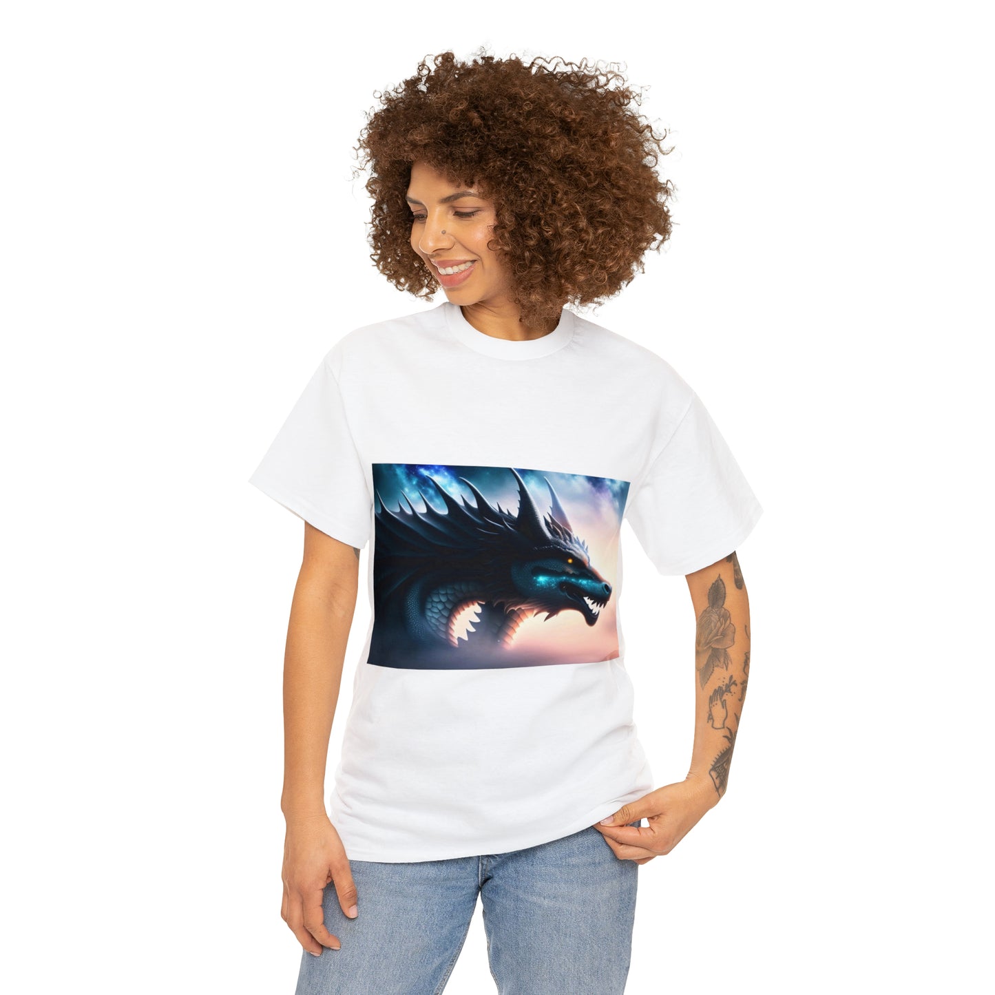 Teal Star Dragon Cotton Tee