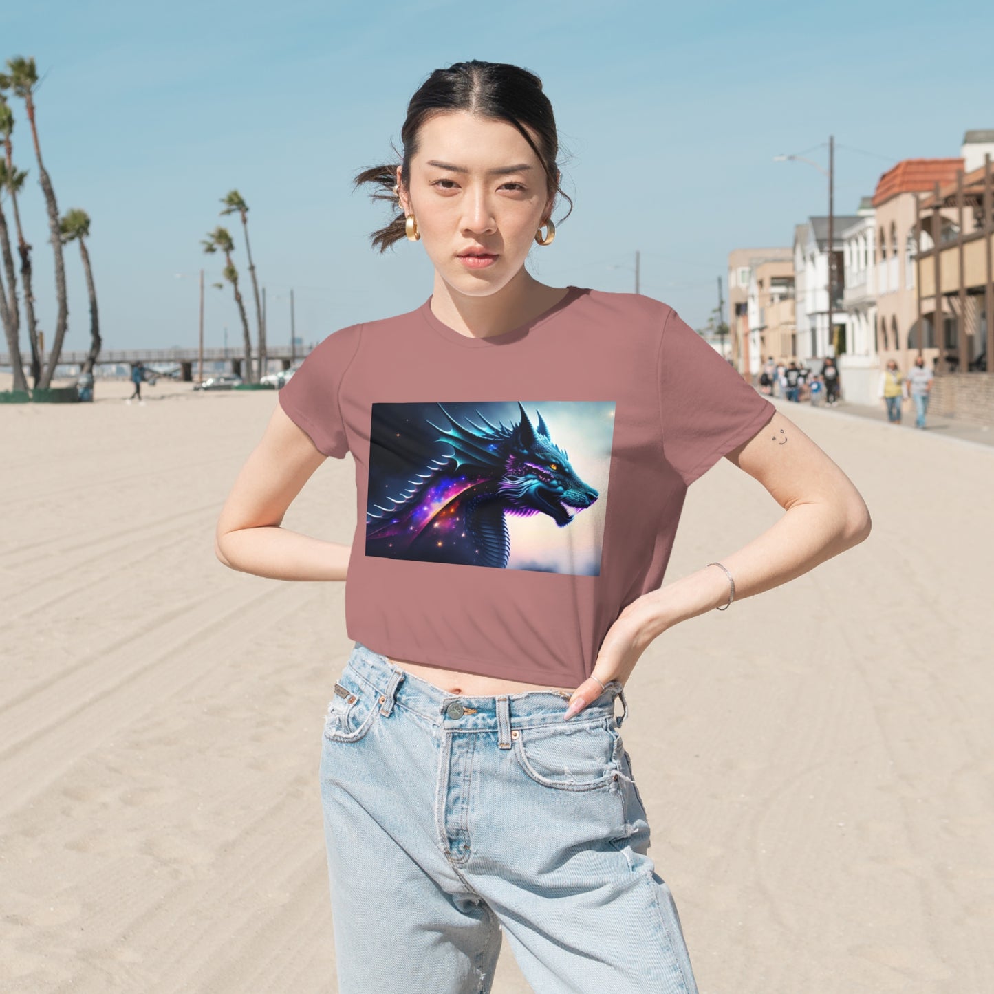 Nebula Dragon Flowy Cropped Tee