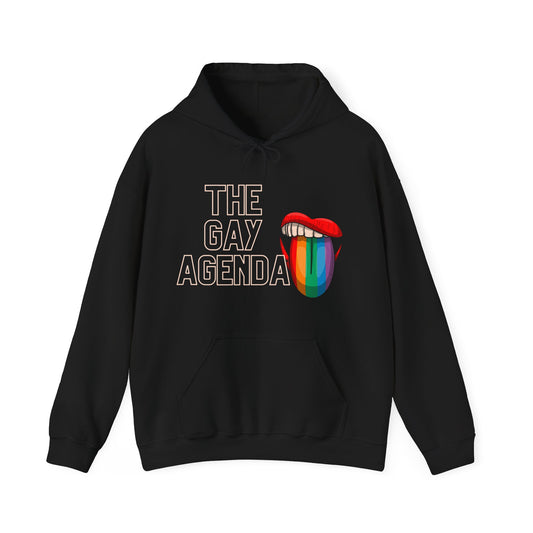 The Gay Agenda (dark mode) Hooded Sweatshirt