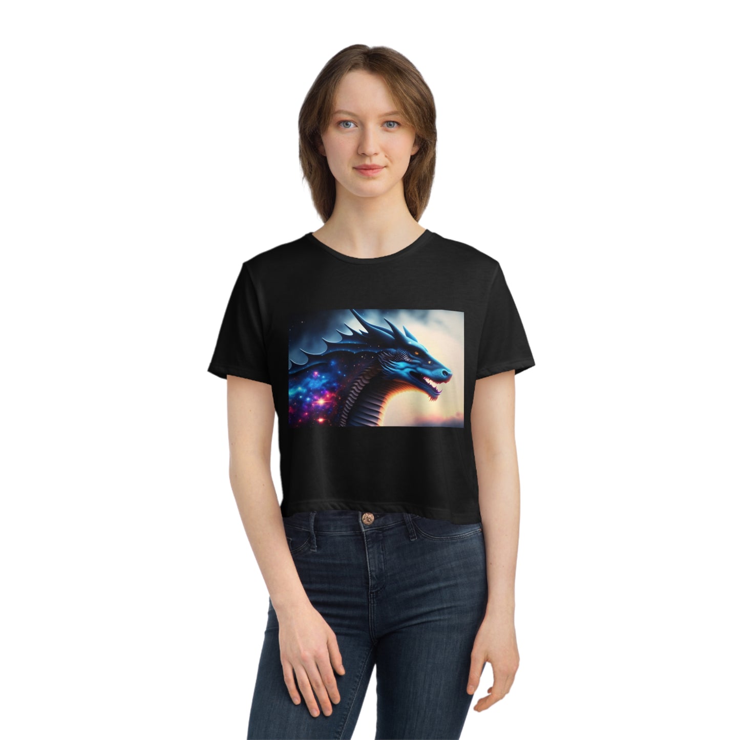 Galaxy Magic Dragon Flowy Cropped Tee