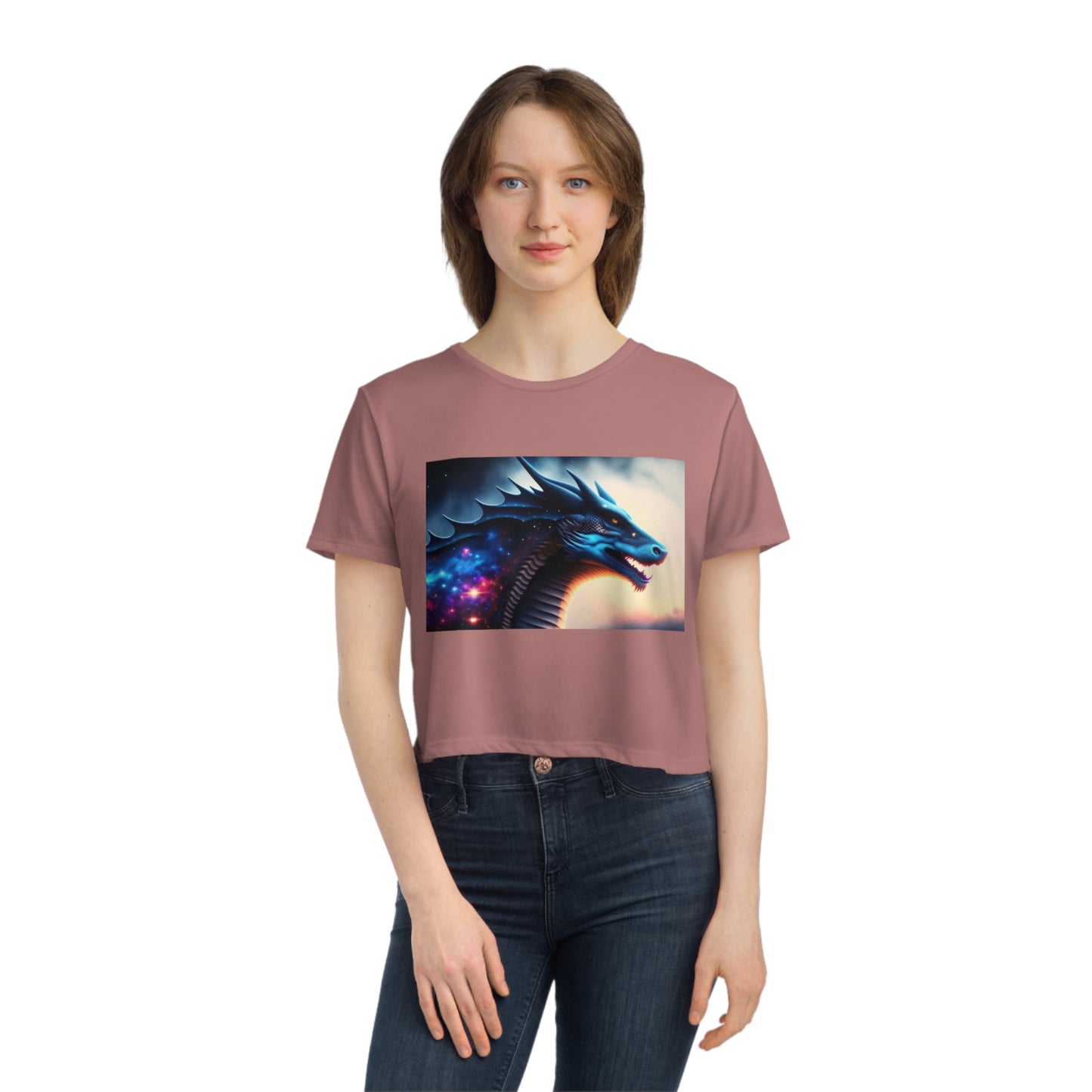 Galaxy Magic Dragon Flowy Cropped Tee