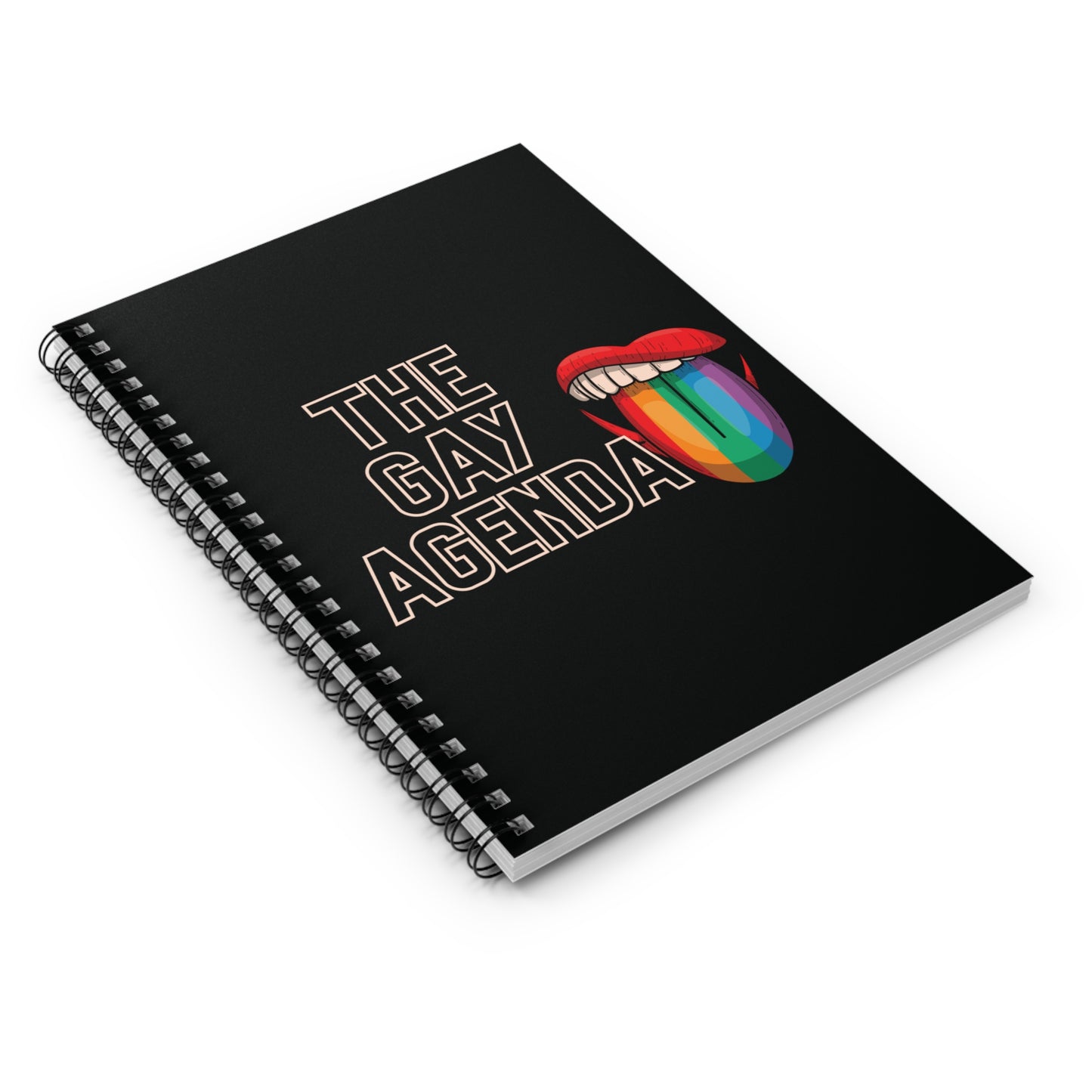 The Gay Agenda (dark mode) Spiral Notebook - Ruled Line