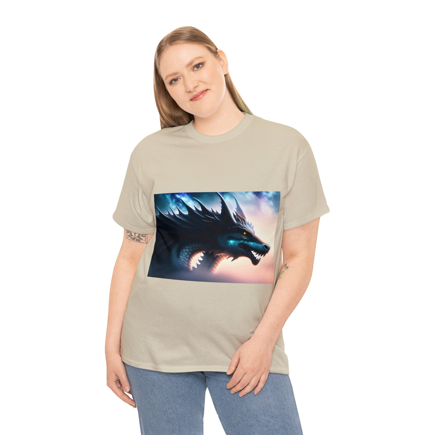 Teal Star Dragon Cotton Tee