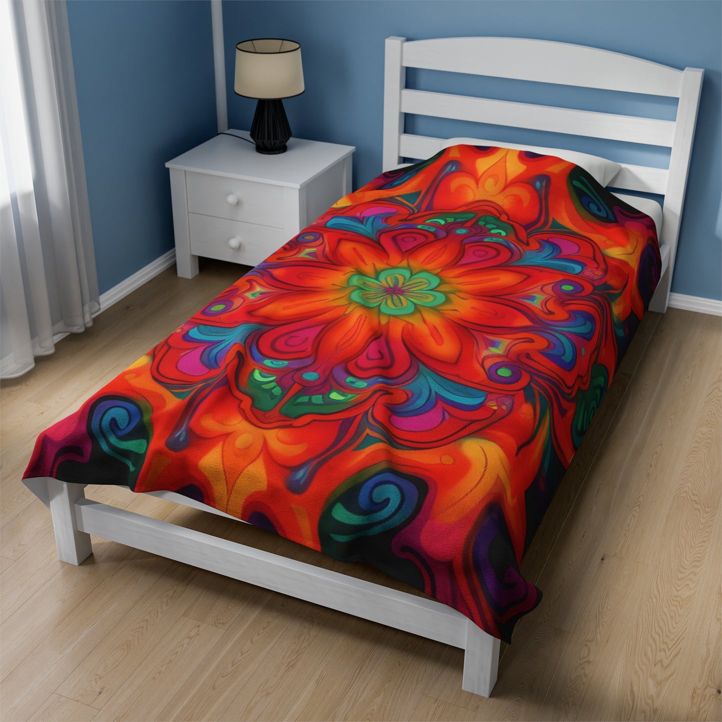 Mexica Fire Lily Velveteen Plush Blanket