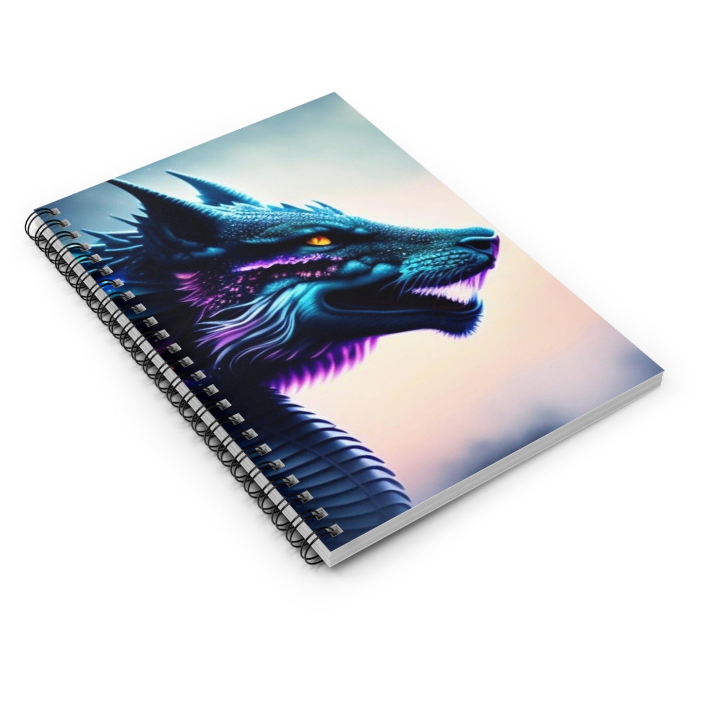 Nebula Wolf Dragon Spiral Notebook - Ruled Line